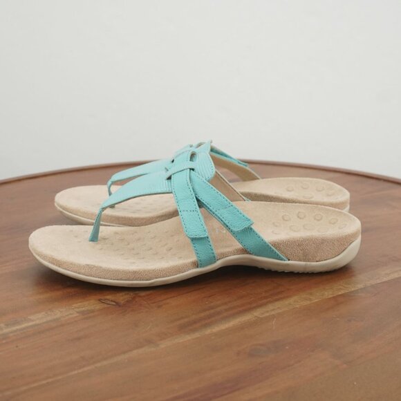 K9-3 Vionic Karley Womens Flip Flop Thong Sandals Blue Leather Size 7.5 - Picture 4 of 9